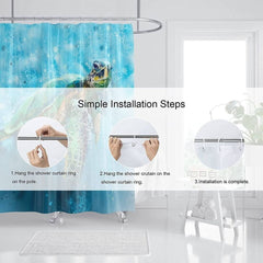 Ocean Sea Turtle Shower Curtain for Bathroom, 3D Beach Fabric Shower Curtain Decorative 72x72in