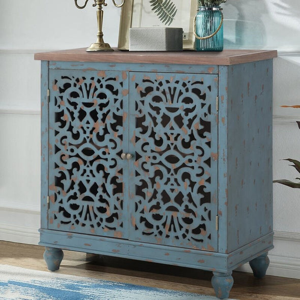 Blue 2 - Door Accent Cabinet Perfect Accent Cabinet for Additional Storage in your Entryway, Hallway, Or Living Areas Stain-Resistant