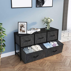 5 Drawer Dresser Multi-Functional Dresser for Every Household. Provides Additional Storage Space in your Living Room or Bedroom