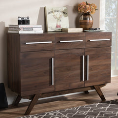 Varberg Mid-century Brown Sideboard Add Some Classic Storage to your Home Three Drawers and Three Cabinet Spaces with Doors