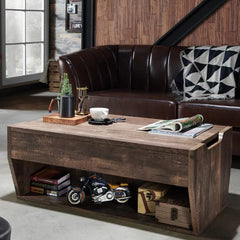 Reclaimed Oak Pavie Lift Top Floor Shelf 1 Coffee Table with Storage